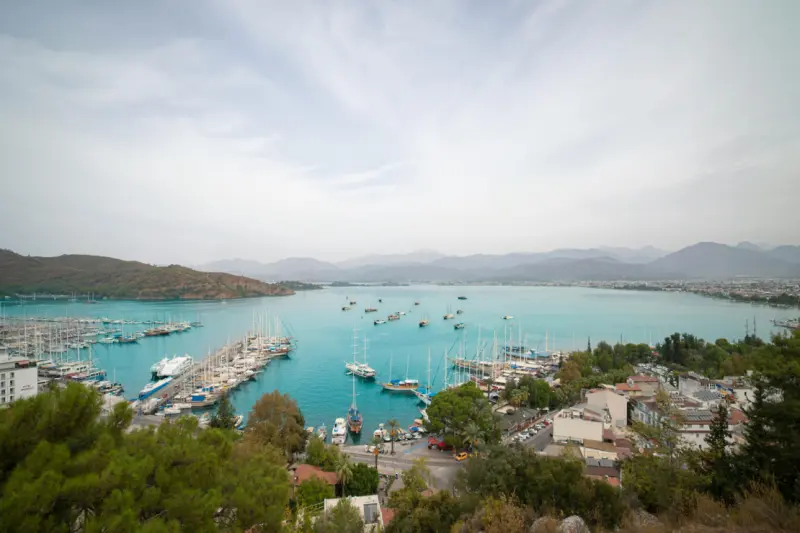 Drone shot of the marina of Fethiye
