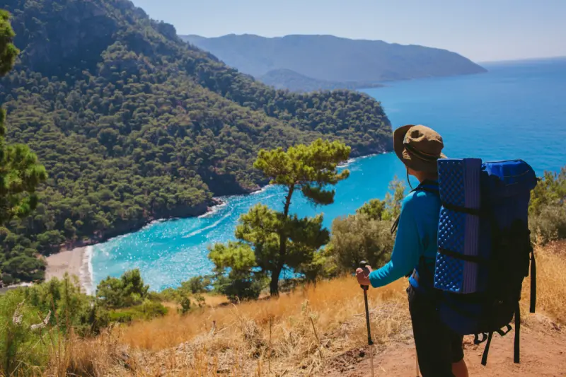 Hiker enjoying the view on the Lycian Way